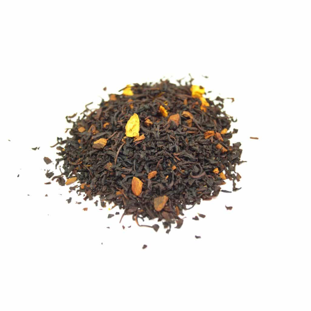 Cinnamon Orange Spice Black Tea with a double blended black tea with orange pieces and extra cinnamon. This is the best Cinnamon Tea.