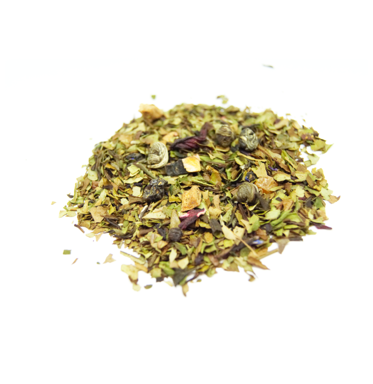 Eventide White Tea We have combined a Pai Mu Tan Chinese White Tea (Chinese White with 2 leaves) with a Chinese Jasmine Pearl , Peach and Strawberry.