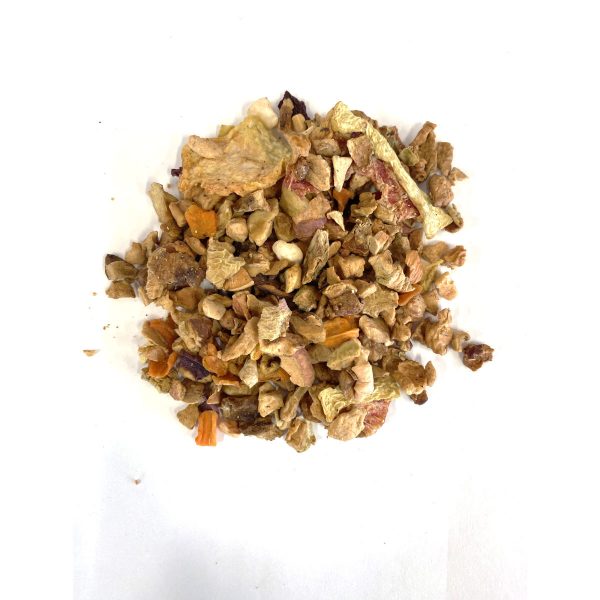 Watermelon Wow Tisane Tea has dried Watermelon Pieces, Apples and Green Melon.  Great kid friendly option with no caffeine!